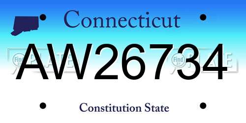 AW26734 Connecticut License Plate