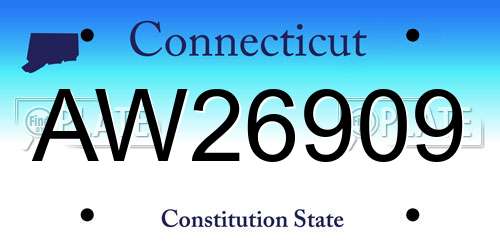 AW26909 Connecticut License Plate