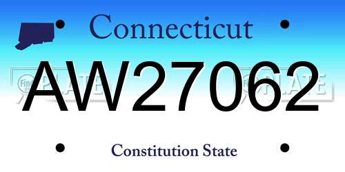 AW27062 Connecticut License Plate