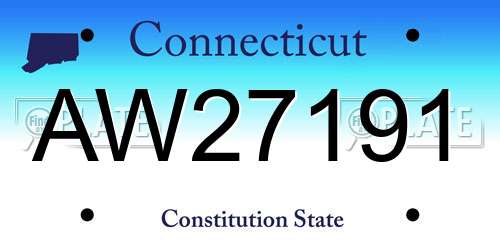 AW27191 Connecticut License Plate