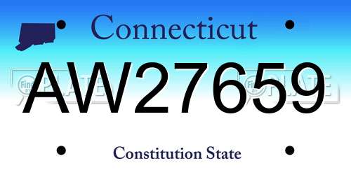 AW27659 Connecticut License Plate