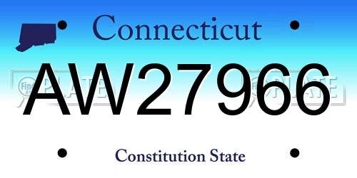 AW27966 Connecticut License Plate