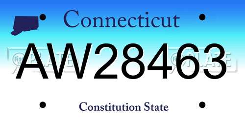 AW28463 Connecticut License Plate