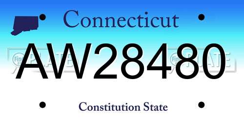 AW28480 Connecticut License Plate