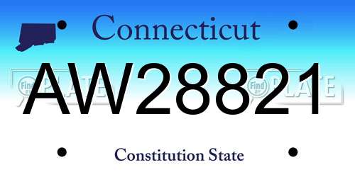 AW28821 Connecticut License Plate