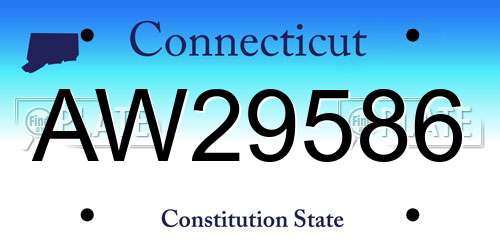 AW29586 Connecticut License Plate
