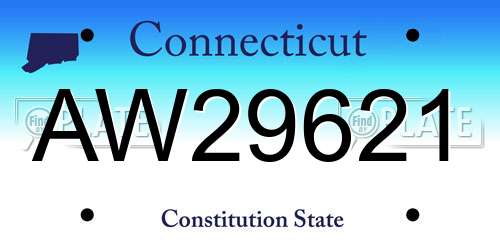 AW29621 Connecticut License Plate