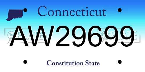 AW29699 Connecticut License Plate
