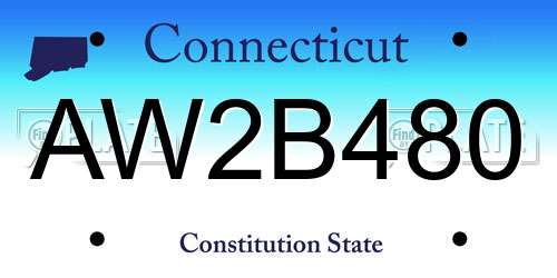 AW2B480 Connecticut License Plate