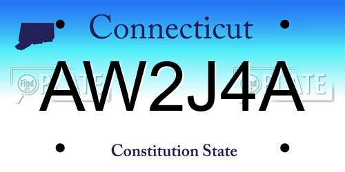 AW2J4A Connecticut License Plate