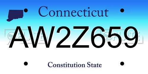 AW2Z659 Connecticut License Plate