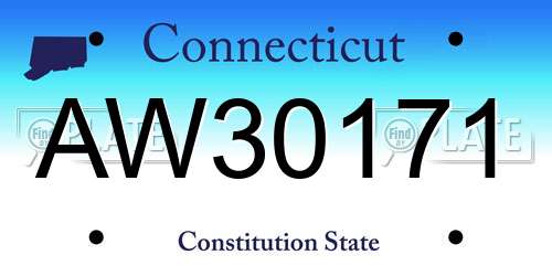 AW30171 Connecticut License Plate