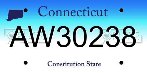 AW30238 Connecticut License Plate