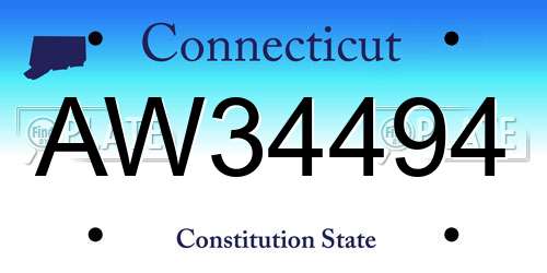 AW34494 Connecticut License Plate