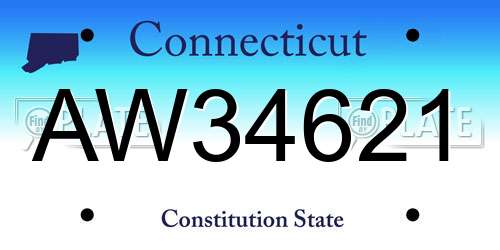 AW34621 Connecticut License Plate
