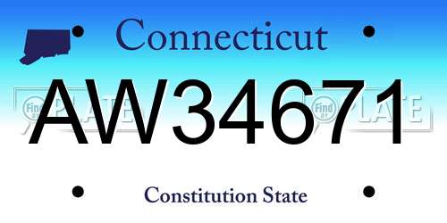 AW34671 Connecticut License Plate