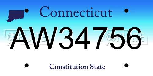AW34756 Connecticut License Plate