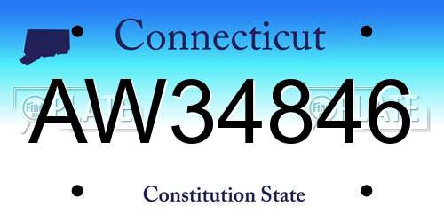 AW34846 Connecticut License Plate