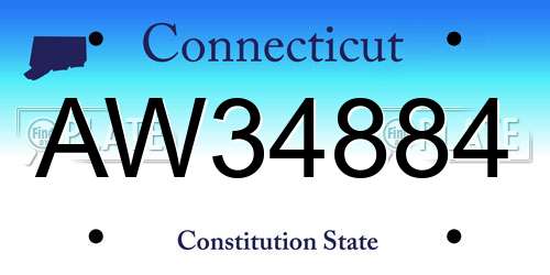 AW34884 Connecticut License Plate