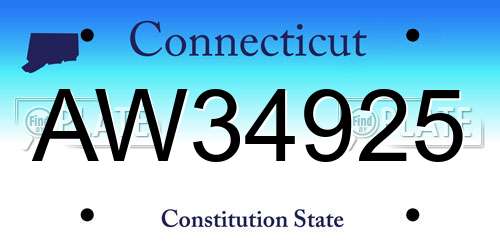 AW34925 Connecticut License Plate