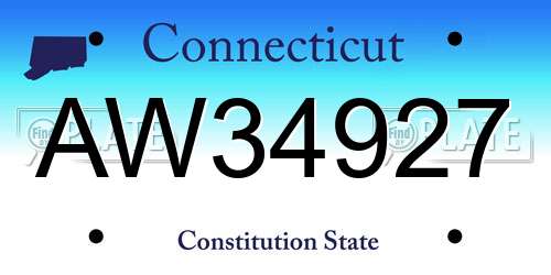 AW34927 Connecticut License Plate