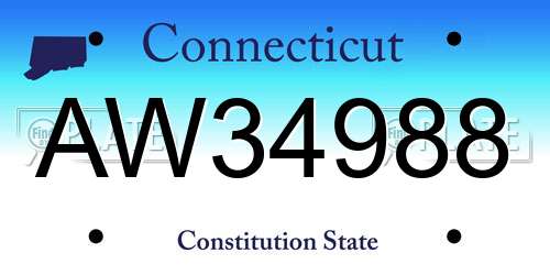 AW34988 Connecticut License Plate