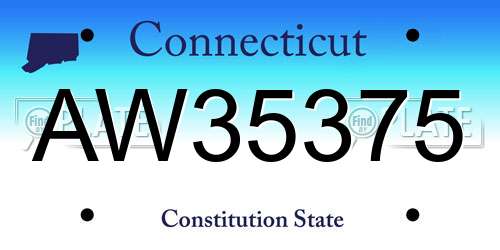 AW35375 Connecticut License Plate