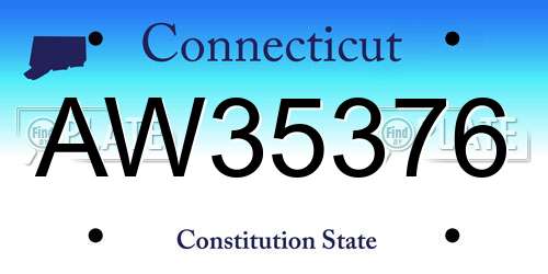 AW35376 Connecticut License Plate