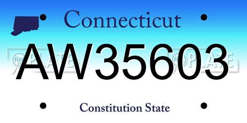 AW35603 Connecticut License Plate