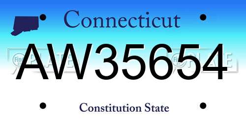 AW35654 Connecticut License Plate