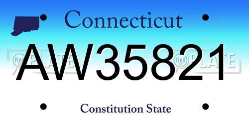 AW35821 Connecticut License Plate