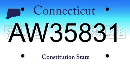 AW35831 Connecticut License Plate