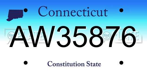 AW35876 Connecticut License Plate