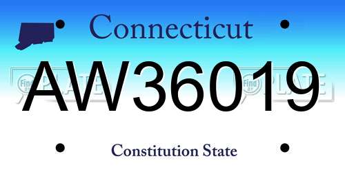 AW36019 Connecticut License Plate
