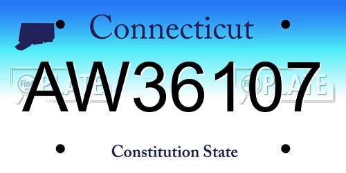 AW36107 Connecticut License Plate