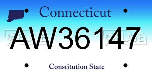 AW36147 Connecticut License Plate