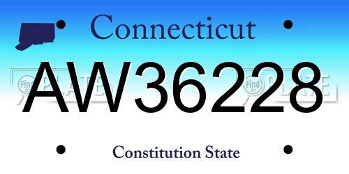 AW36228 Connecticut License Plate