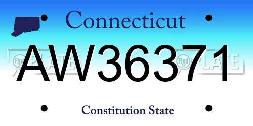 AW36371 Connecticut License Plate