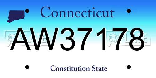 AW37178 Connecticut License Plate