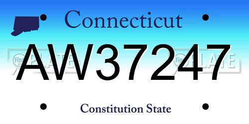 AW37247 Connecticut License Plate