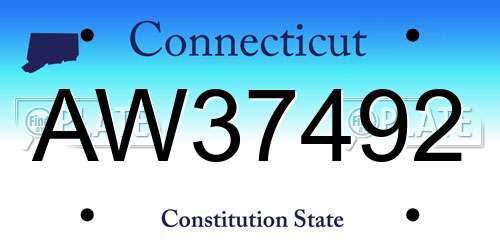 AW37492 Connecticut License Plate
