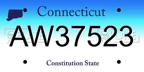 AW37523 Connecticut License Plate