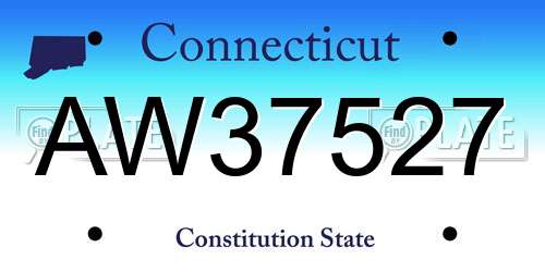 AW37527 Connecticut License Plate