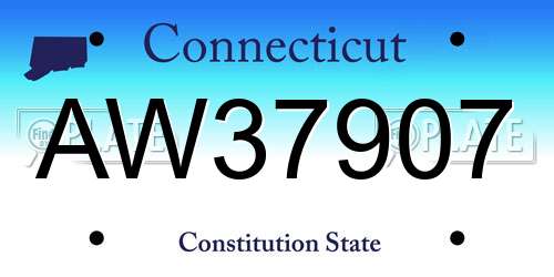 AW37907 Connecticut License Plate