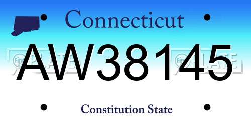 AW38145 Connecticut License Plate
