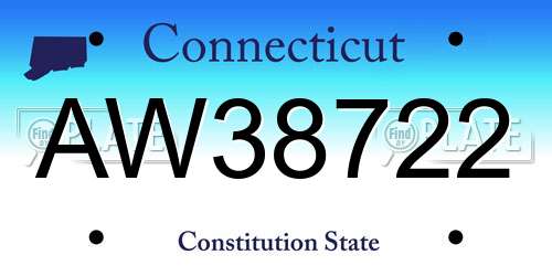 AW38722 Connecticut License Plate
