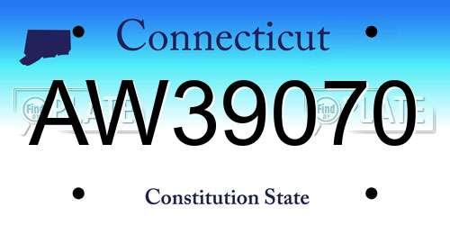 AW39070 Connecticut License Plate