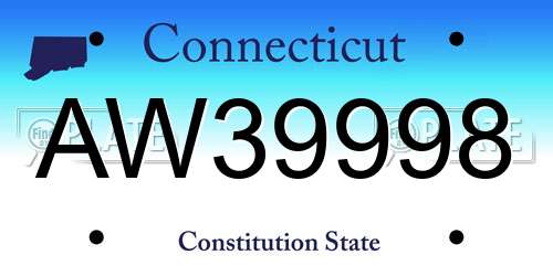 AW39998 Connecticut License Plate