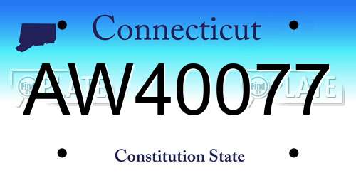 AW40077 Connecticut License Plate