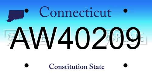 AW40209 Connecticut License Plate
